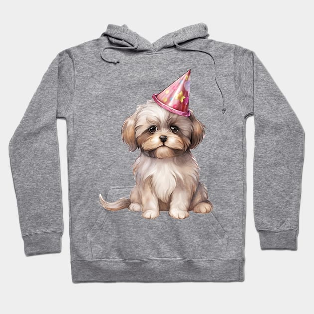 Birthday Shih Tzu Dog Hoodie by Chromatic Fusion Studio